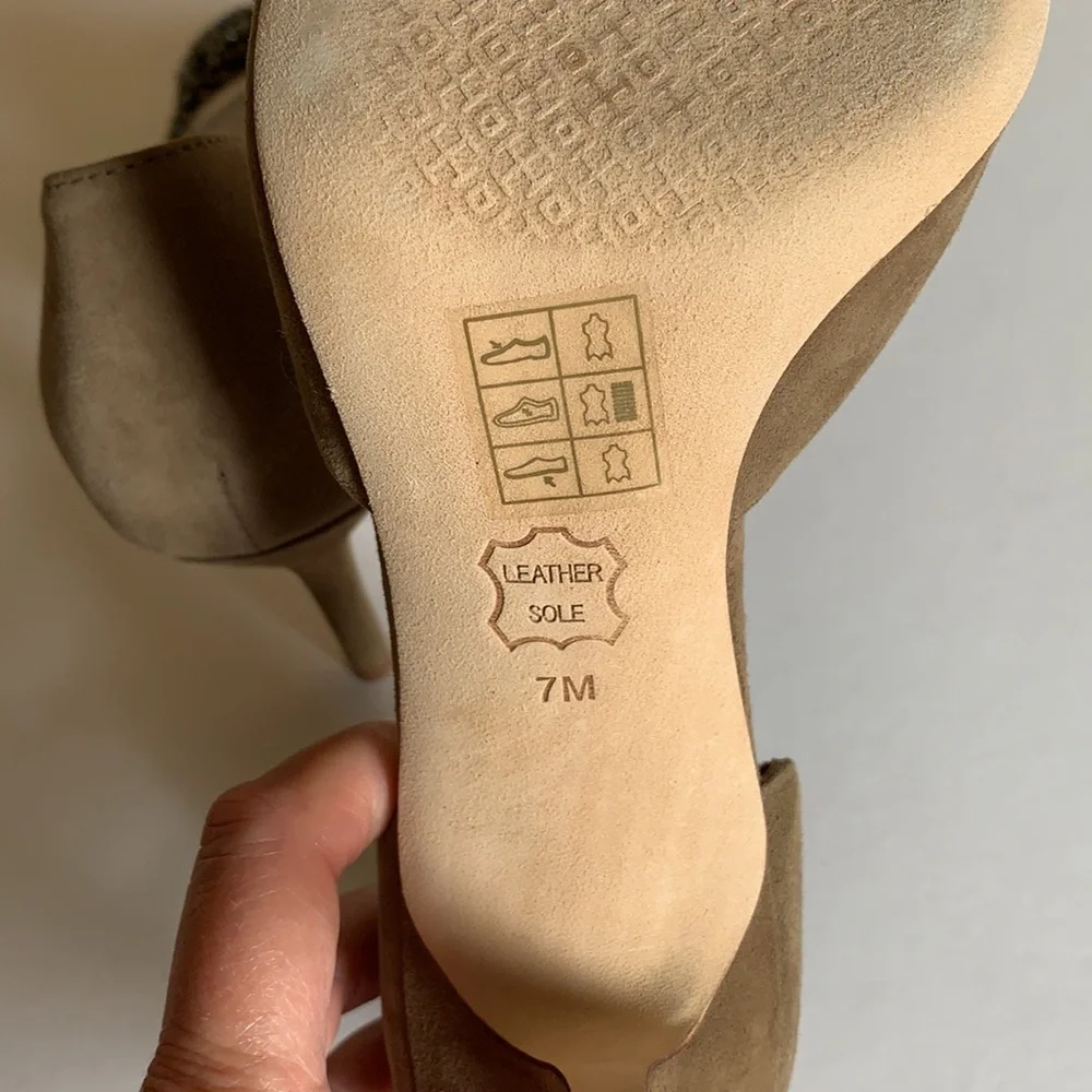 RARE Tory Burch Esme Tan D’Orsays pumps, black diamond